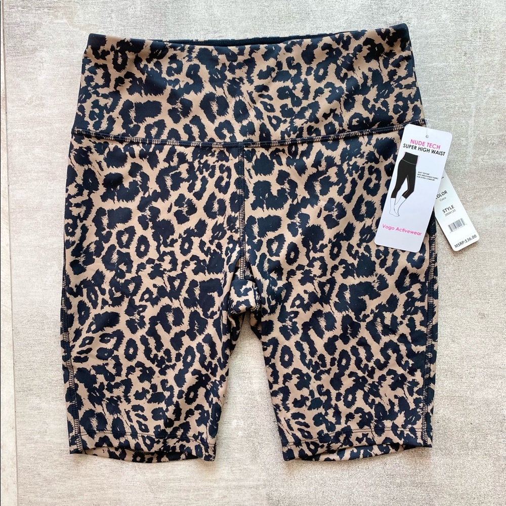 VOGO High Waist Leopard Bike Shorts Size M NWT